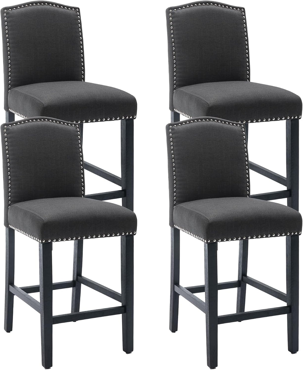 KCC Counter Height Bar Stool 26 Inches,Fabric Barstool Set of 4,Gray