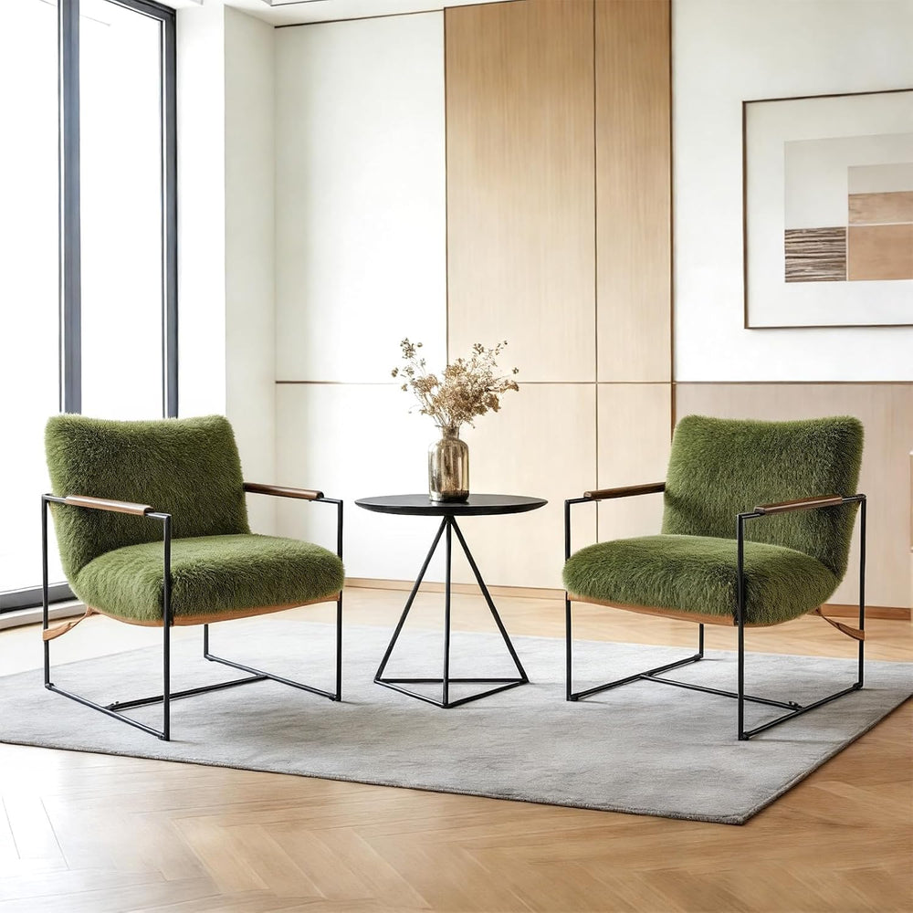 VINGLI 28" Wide Plush Upholstery Sling Modern Accent Chairs Set of 2, Cu...