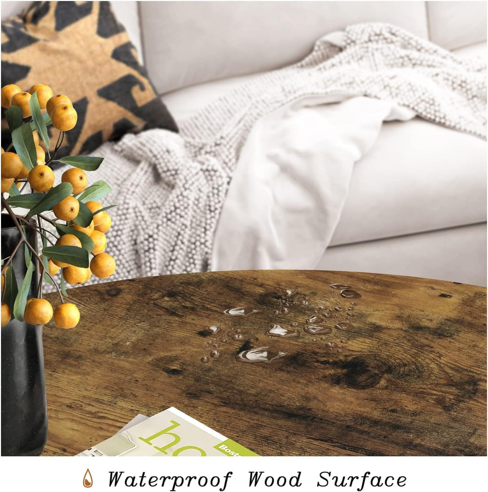 Small Round Coffee Table for Small Space, 23.5" 2-Tier Rustic Brown Wood...