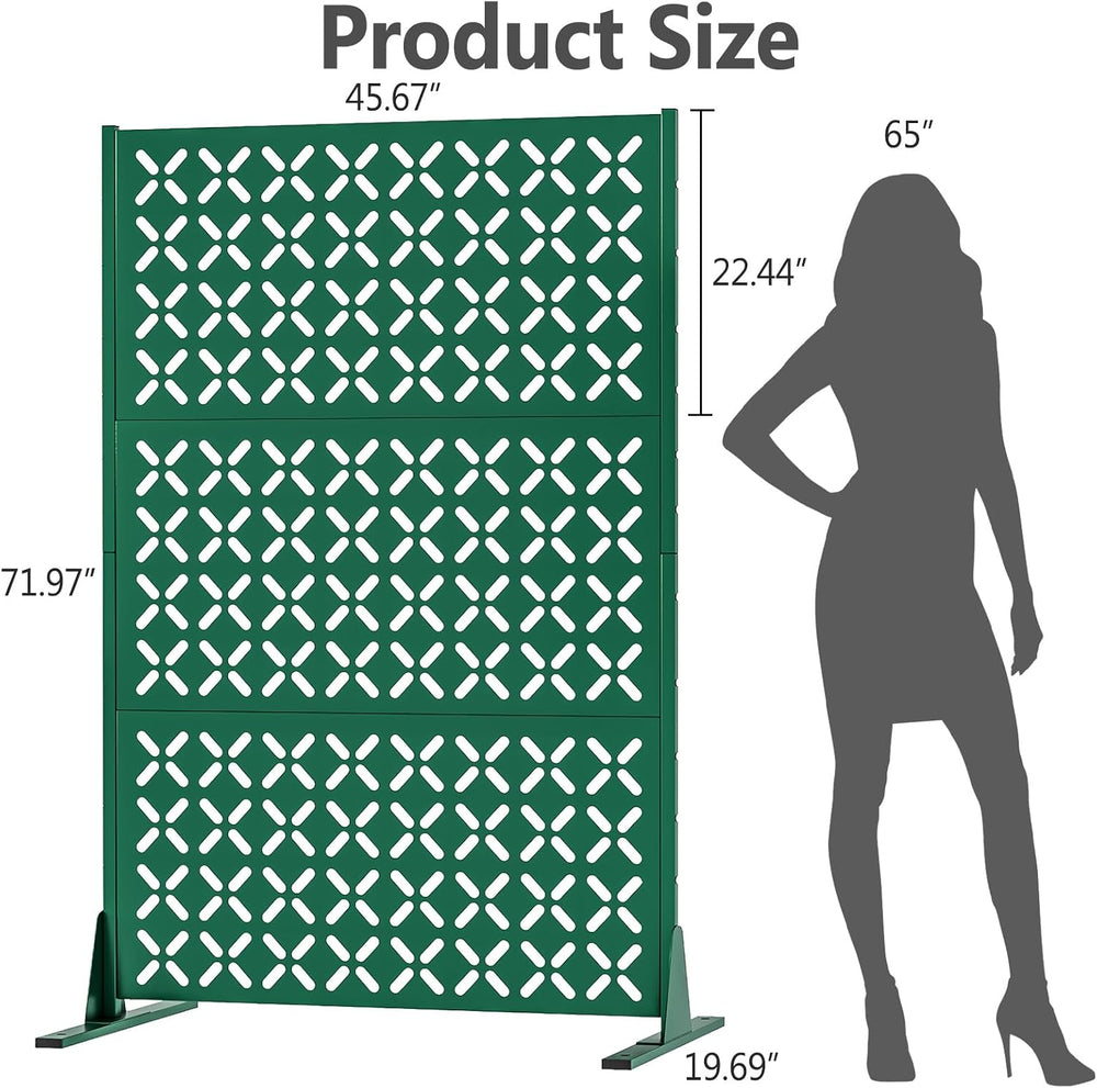 Metal Outdoor Privacy Fence 72" H×45.7" W Balcony Privacy Screen