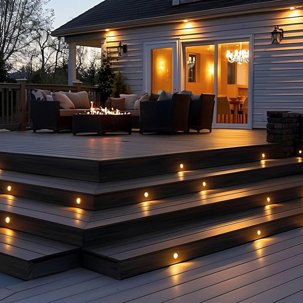 FVTLED Pack of 10 Warm White Low Voltage LED Deck Lights kit Φ1.38 Outdoor Ga...