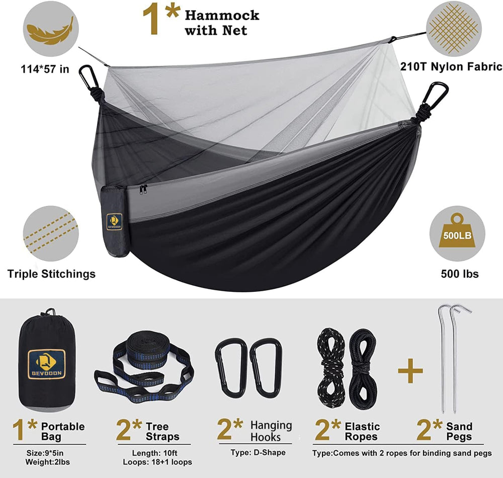 Camping Hammock with Net,Portable Lightweight Double Hammocks with Tree Strap...