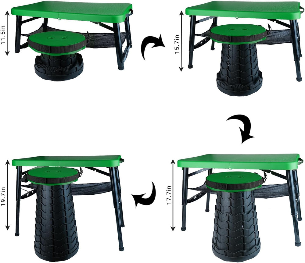 Small Folding Table and Stool, Portable, Adjustable Height, Camping & Pic...