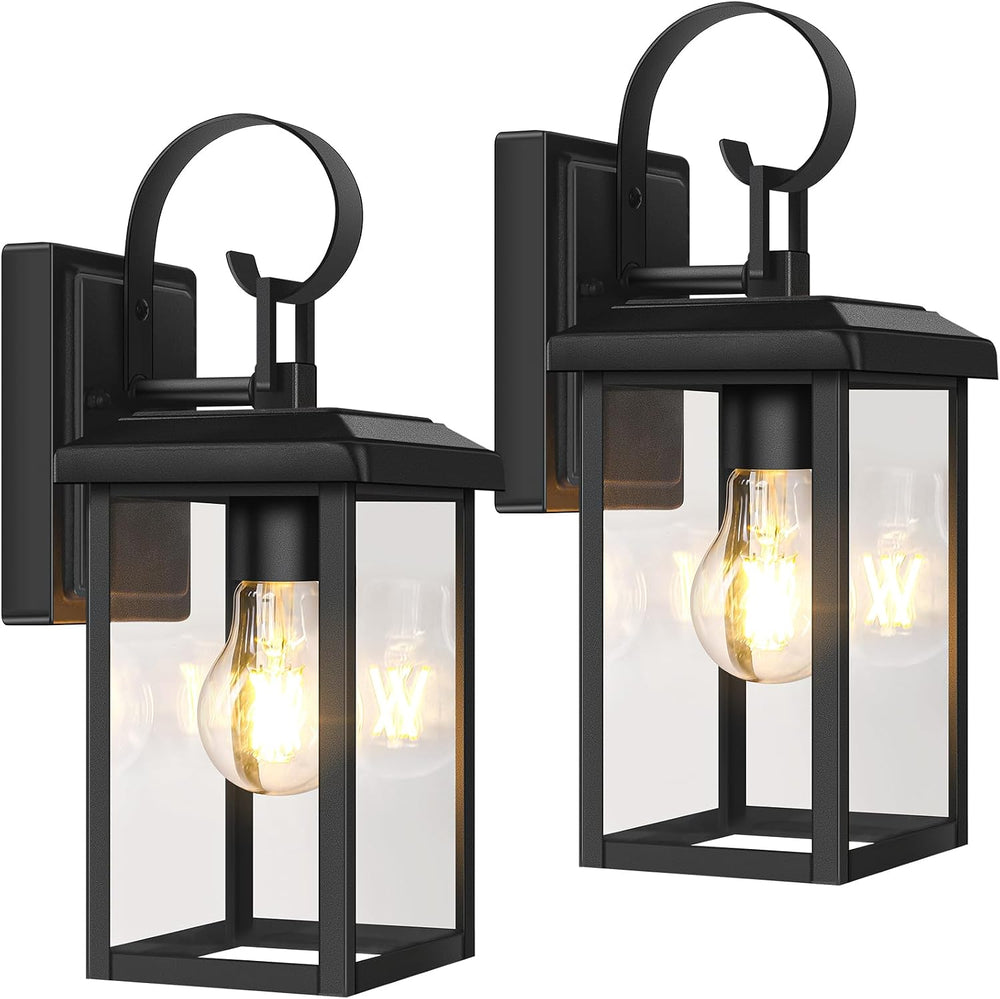BesLowe 2-Pack Outdoor Wall Light Fixtures, Modern Porch Sconces, Black