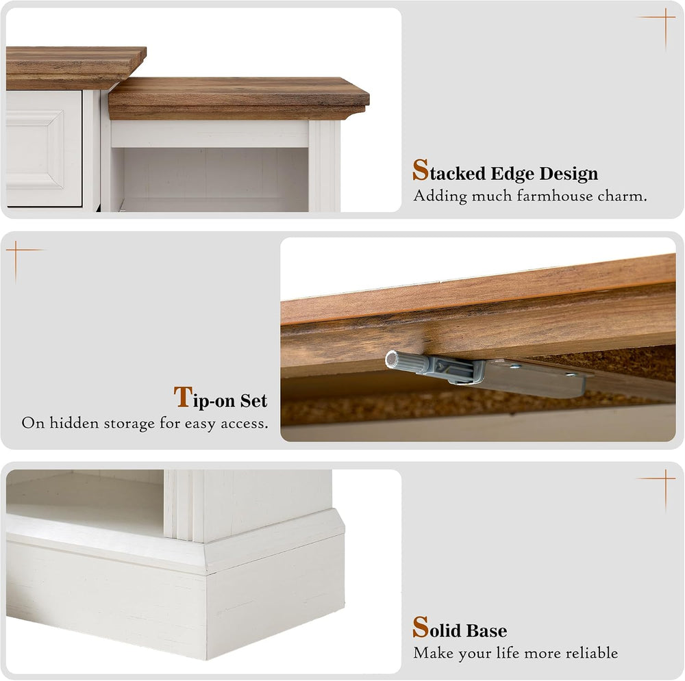 VanAcc 70" Farmhouse Fireplace TV Stand with Mantel for TVs up to 75"
