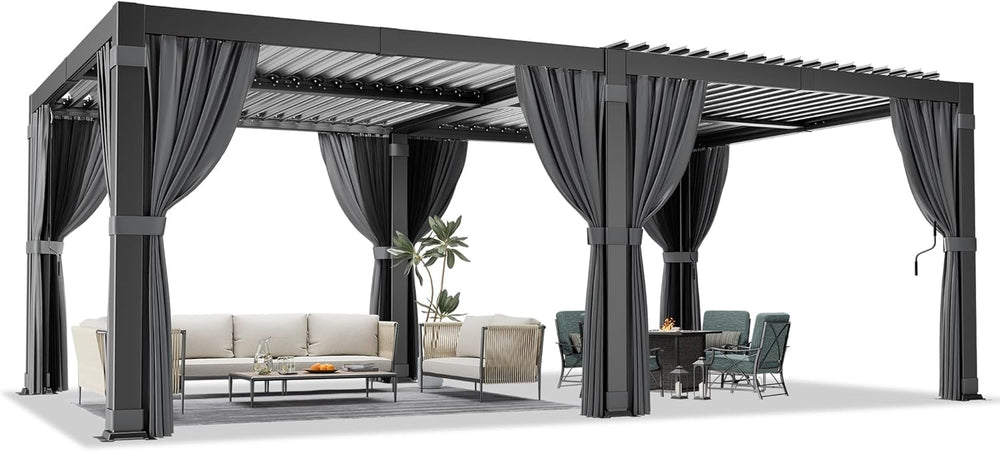 Airwire 12'x20' Louvered Pergola Aluminum Frame Gray