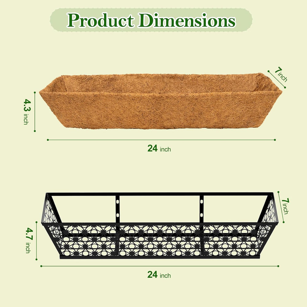 SPECILITE 24" Adjustable Metal Window Railing Planters Boxes, 4 Pack