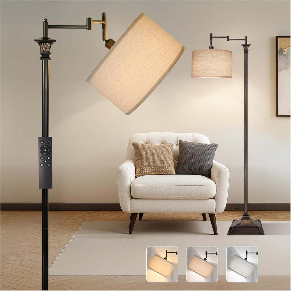 Scenekoy 68” Tall Swing Arm Floor Lamp with Remote for Living Room Bedroom