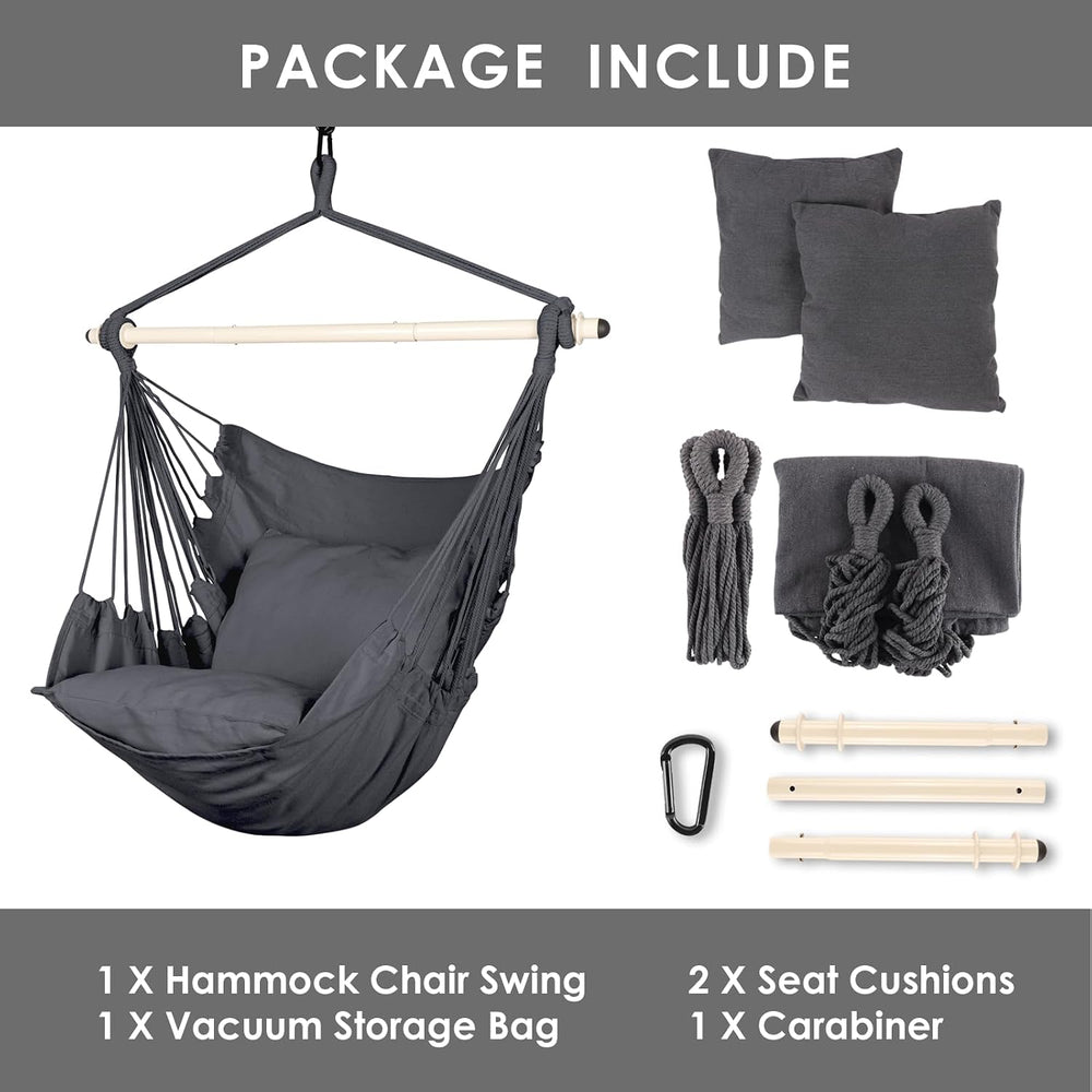 Highwild Hammock Chair Hanging Rope Swing - Max 500 Lbs - 2 Cushions Included...