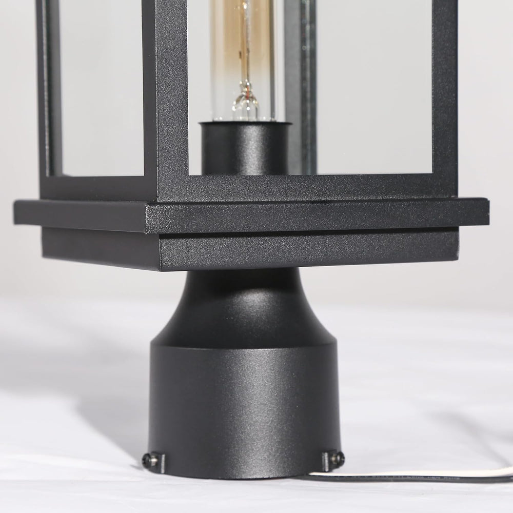 LALUZ Outdoor Post Lights, 1-Light Black Rectangular Post Lights Outdoor with...
