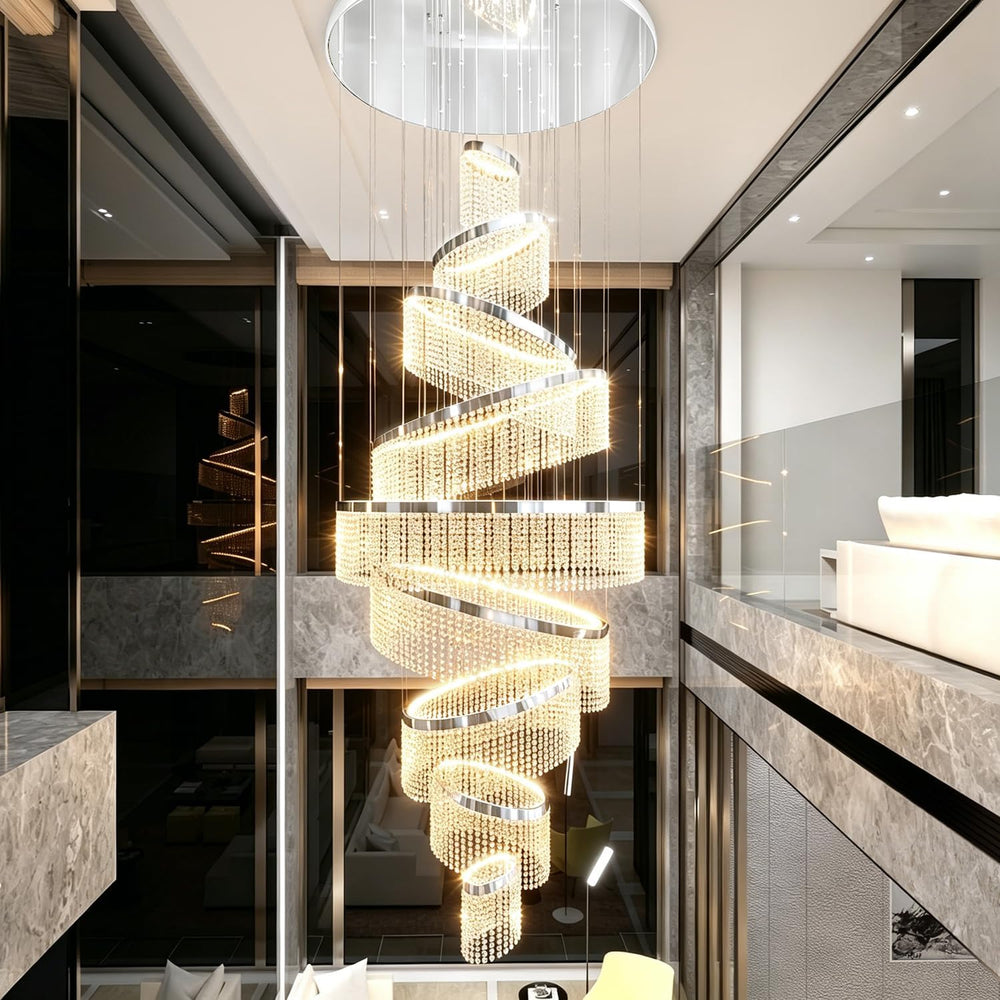 Flashing God H120'' Large 9-Tier Crystal Chandelier for High Ceiling ...