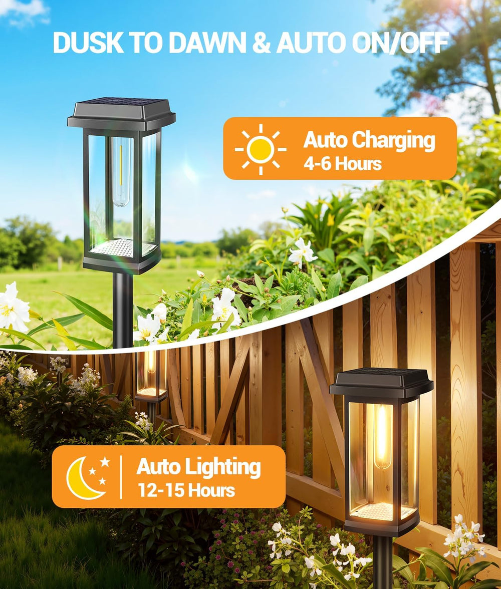 Solar Pathway Lights Outdoor, 8 Pack Upgraded Solar Garden Lights Solar Power...