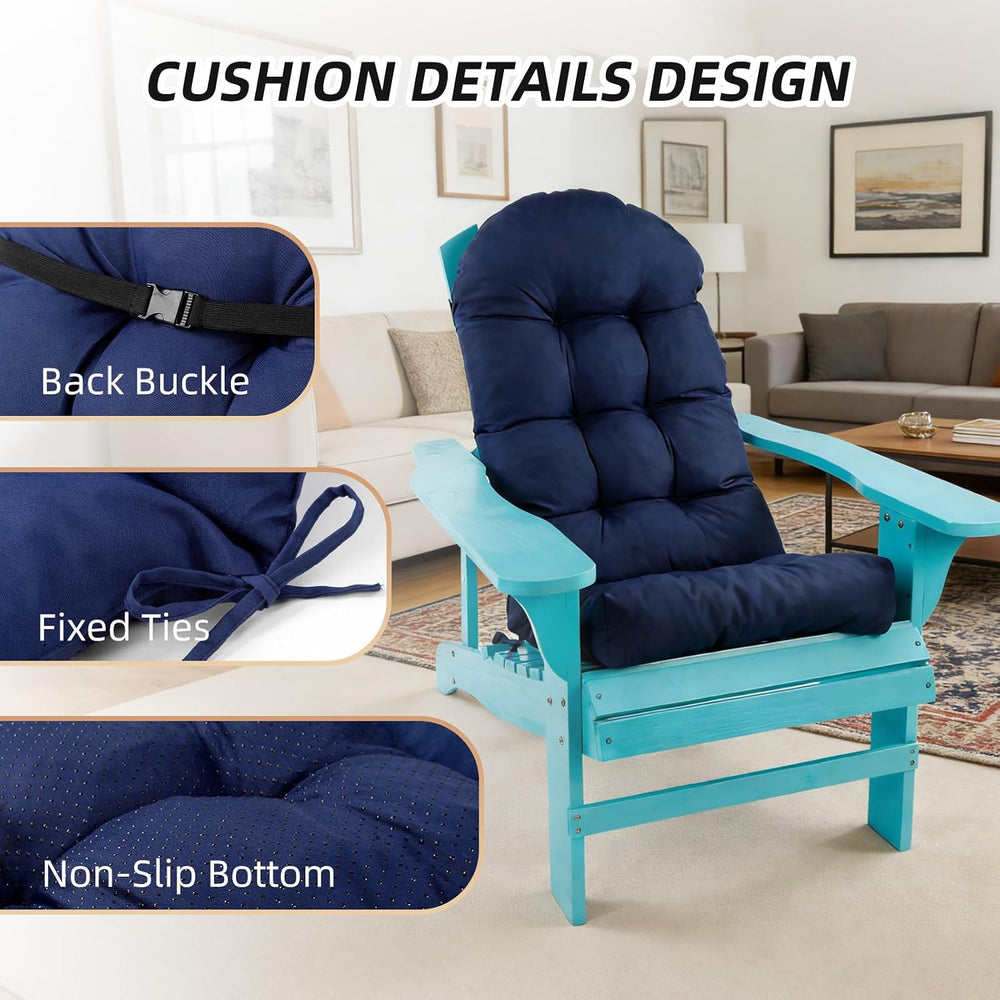 Outdoor Adirondack Chair Cushions Set of 2, Non-Slip Waterproof High Back Tuf...