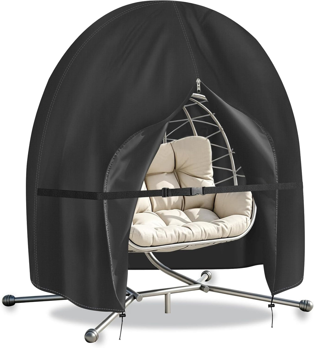 Waterproof Patio Double Egg Chair Cover 90”x78” –RICHIE Heavy-Duty Black Outd...