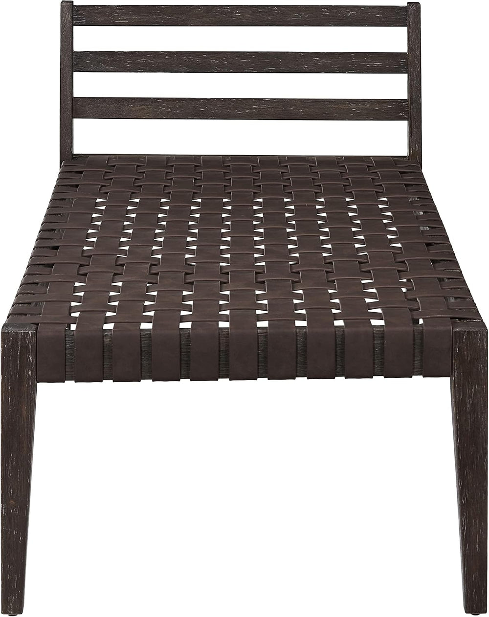 Ball & Cast Mid Century Daybed Faux Leather Woven Chaise Lounge Weave Lea...