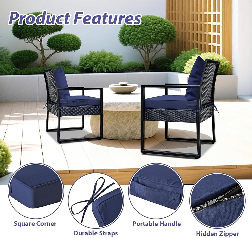 Outdoor Cushions 24x24 Inch, Waterproof Fade Resistant, 2 Covers, Blue