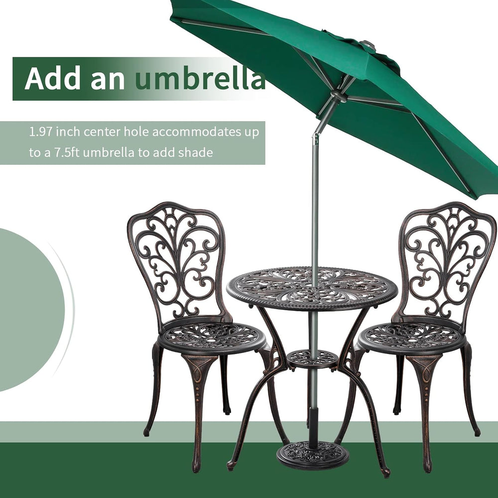3 Piece Patio Set Outdoor Bistro Set,Cast Aluminum Bistro Table and Chairs Se...