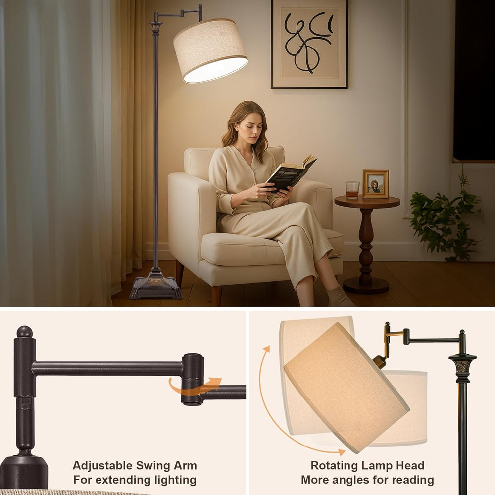 Scenekoy 68” Tall Swing Arm Floor Lamp with Remote for Living Room Bedroom
