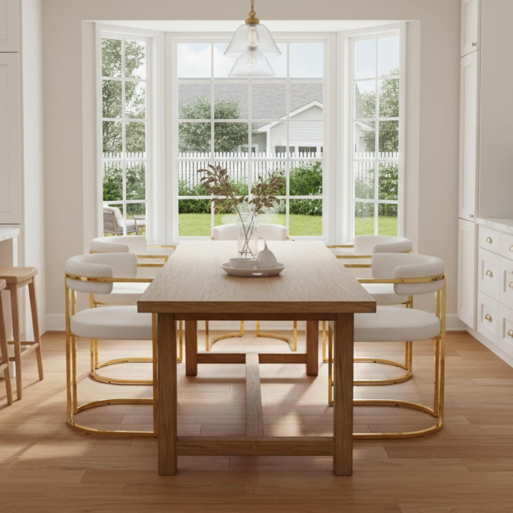 Hyfirm Boucle Dining Chairs Set of 4, Modern Barrel Upholstered Dining Room C...