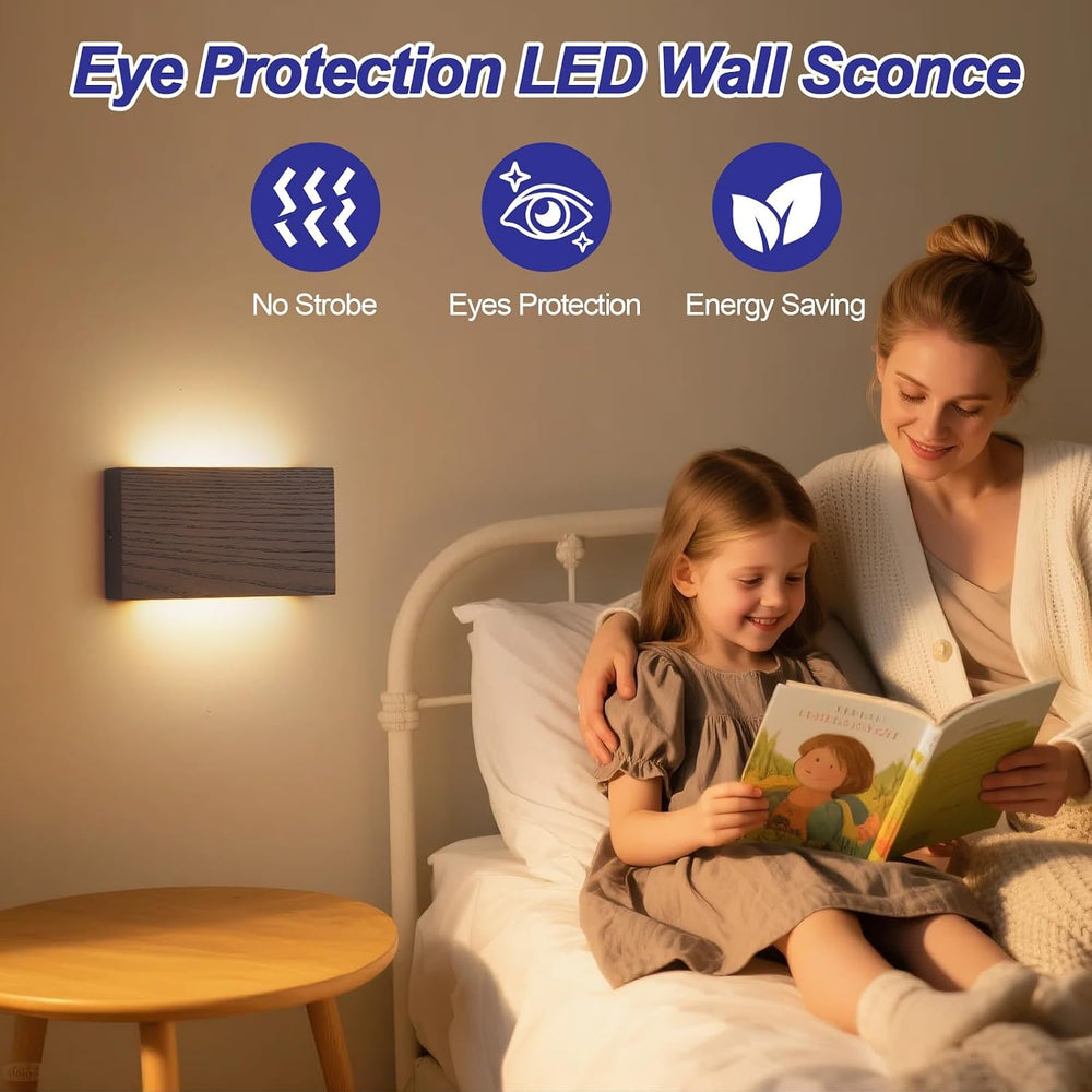Wood Wall Sconce Indoor Wall Lights Hardwired 2 Pack Up and Down,wall Lights ...