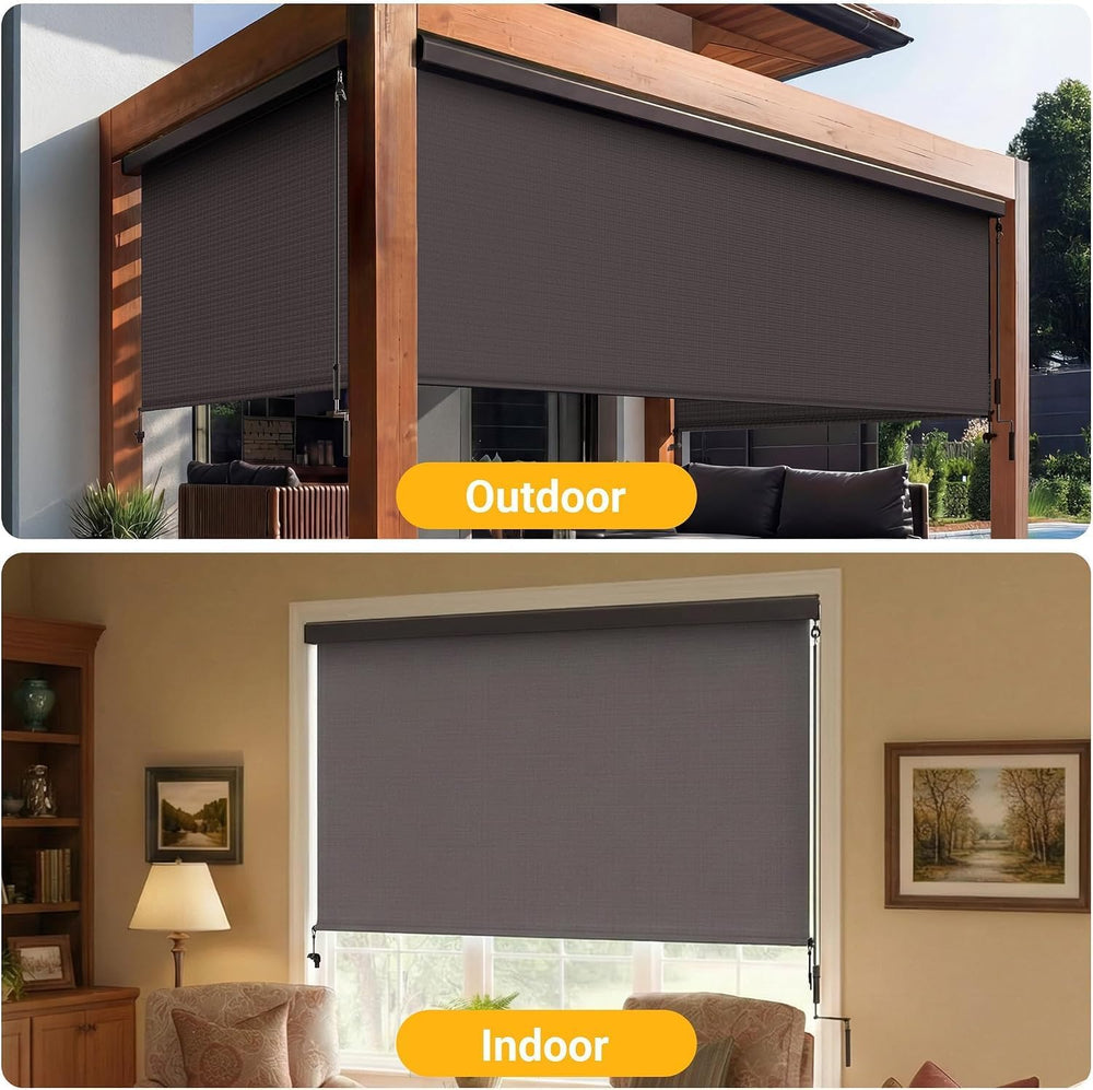 10'W x 8'H Integrated Outdoor Roller Shade for Sun & Privacy Prot...