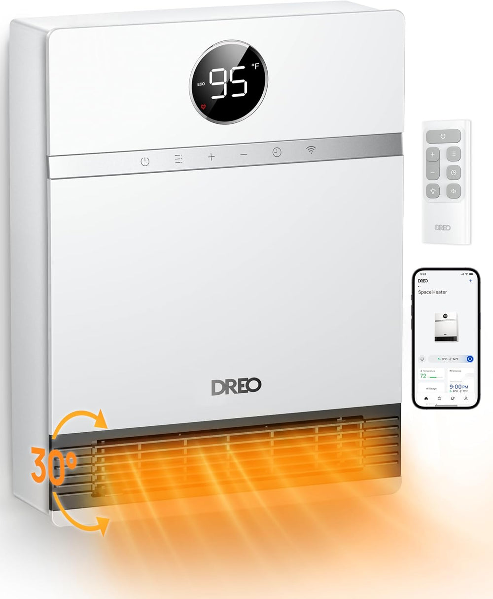 DREO Smart Wall Heater, IP24 Easy-mounted PTC Space Heater for Indoor Use, 30...