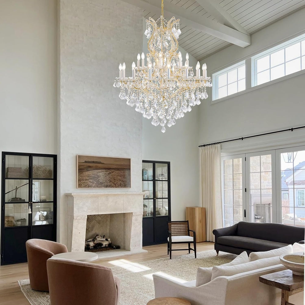 Gold Large Crystal Chandelier-24-Light Chandelier Light Fixture Modern Maria ...