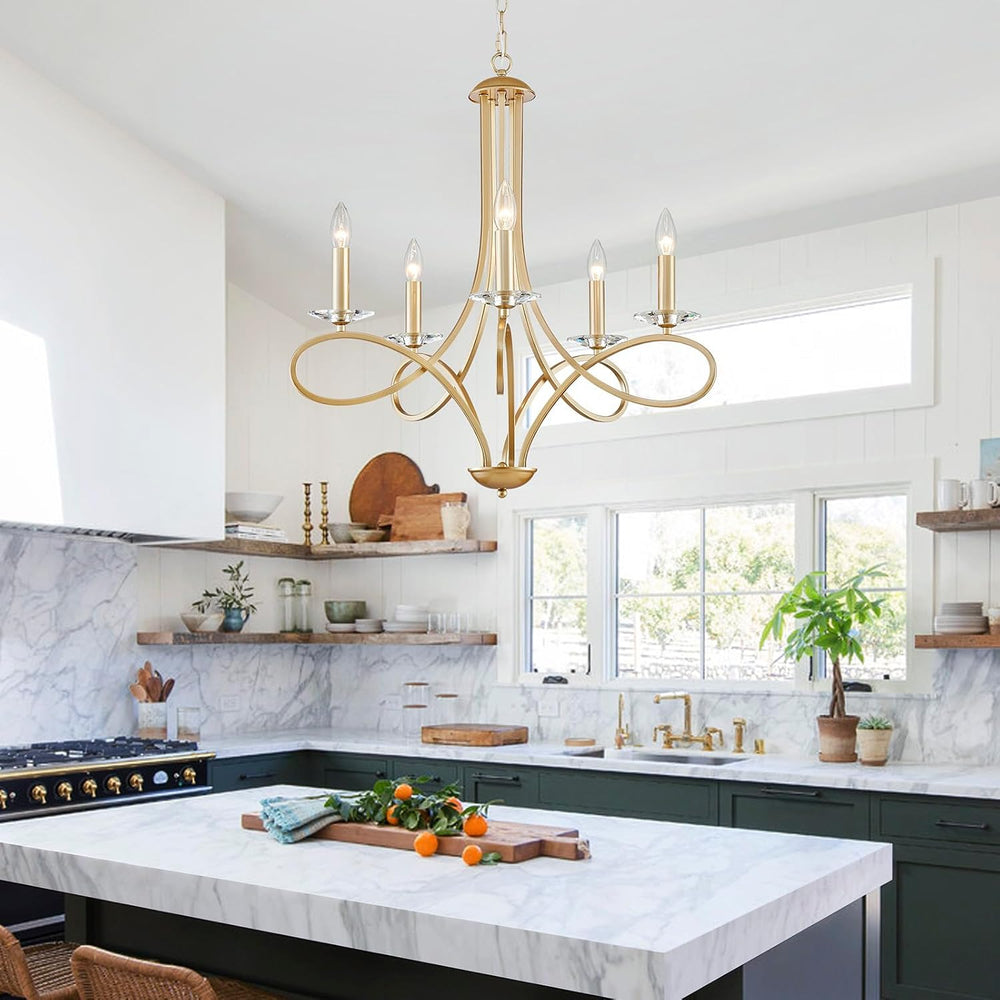 Saint Mossi 5-Lights Gold Modern Chandelier Lighting Fixture, Modern Pendant ...