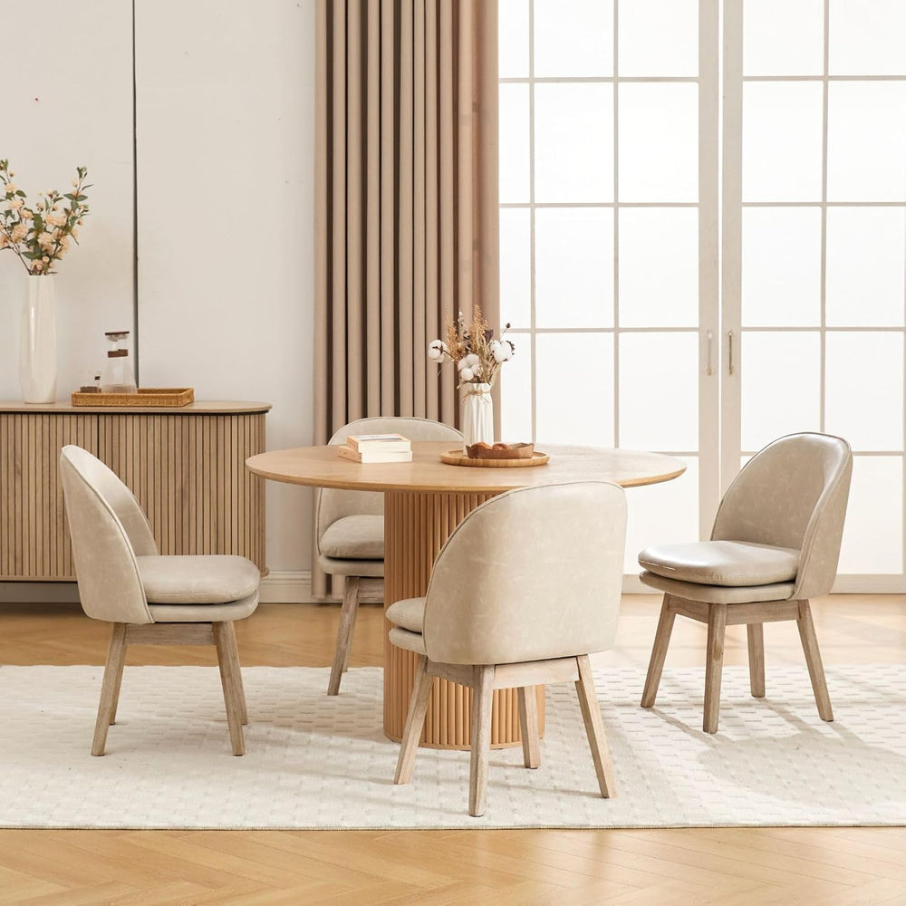 ROCITY Swivel Dining Chairs Set of 6, Faux Leather Kitchen Chairs with Solid ...