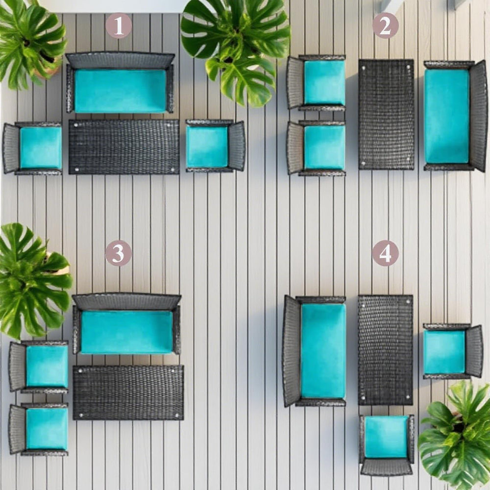 4 Pieces Wicker Patio Furniture Set Conversation Chairs with Table, Outdoor R...