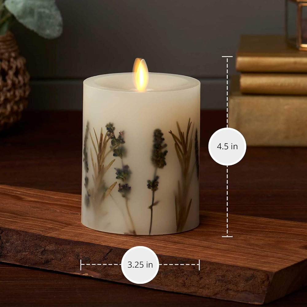 Luminara Realistic Artificial Moving Flame Pillar Candle with Lavender & ...