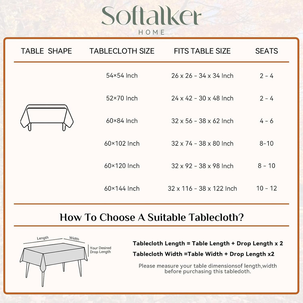 Softalker Extra Long Sage Green Table Cloth 144 x 60 inch Rectangular Faux Li...
