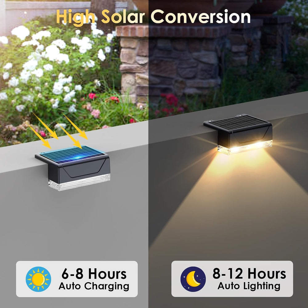 Solar Fence Lights Outdoor,3000/4000/6000K 3 Mode Fence Light Solar Powered
