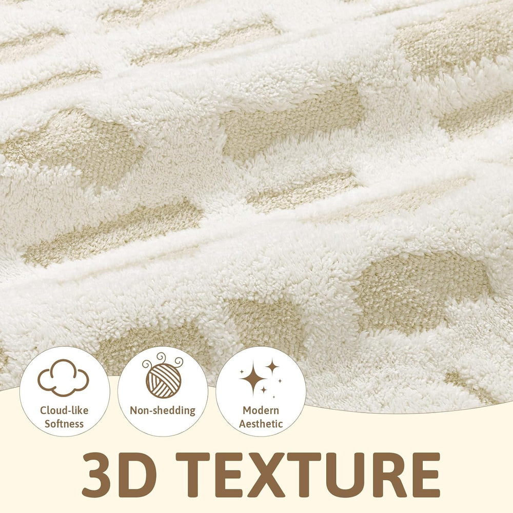 Yamaziot Washable 8x10 Area Rugs for Living Room Non Slip Ivory Beige