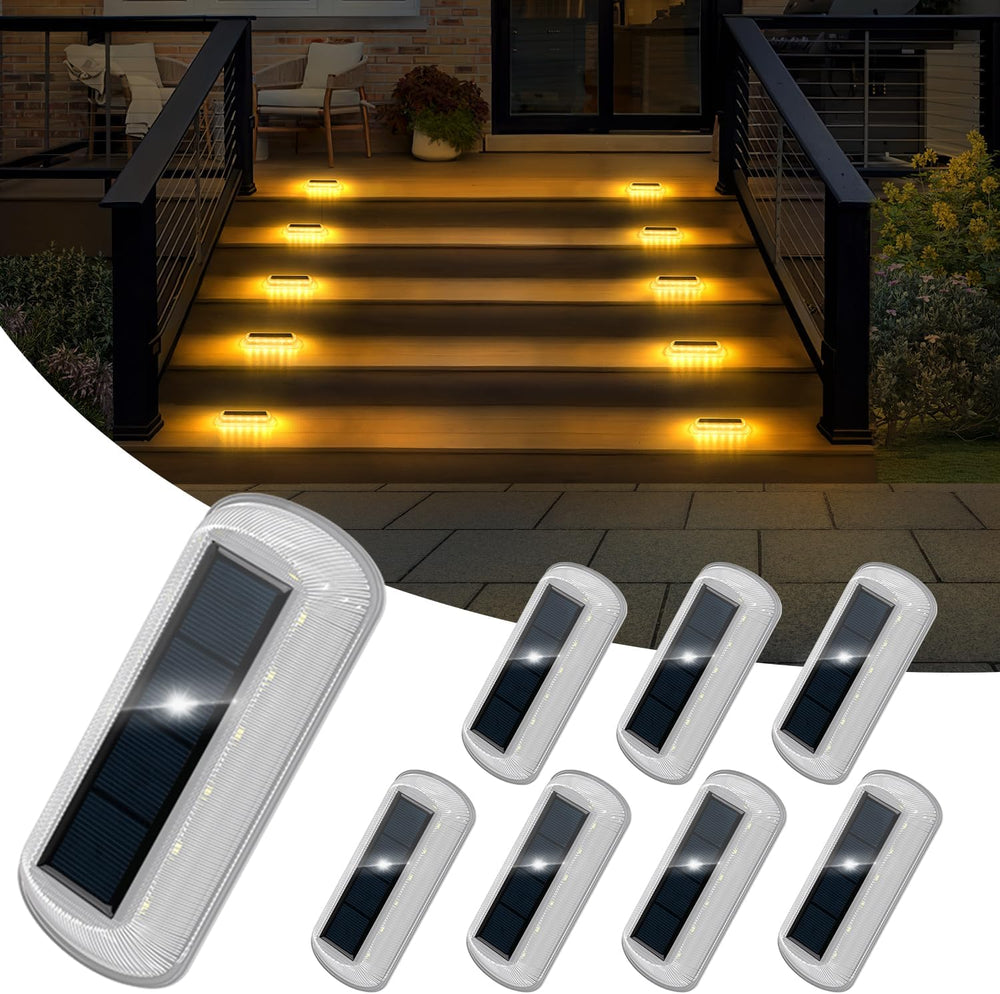 T-SUN Solar Deck Lights Outdoor Waterproof, Warm White Step Light for Porch