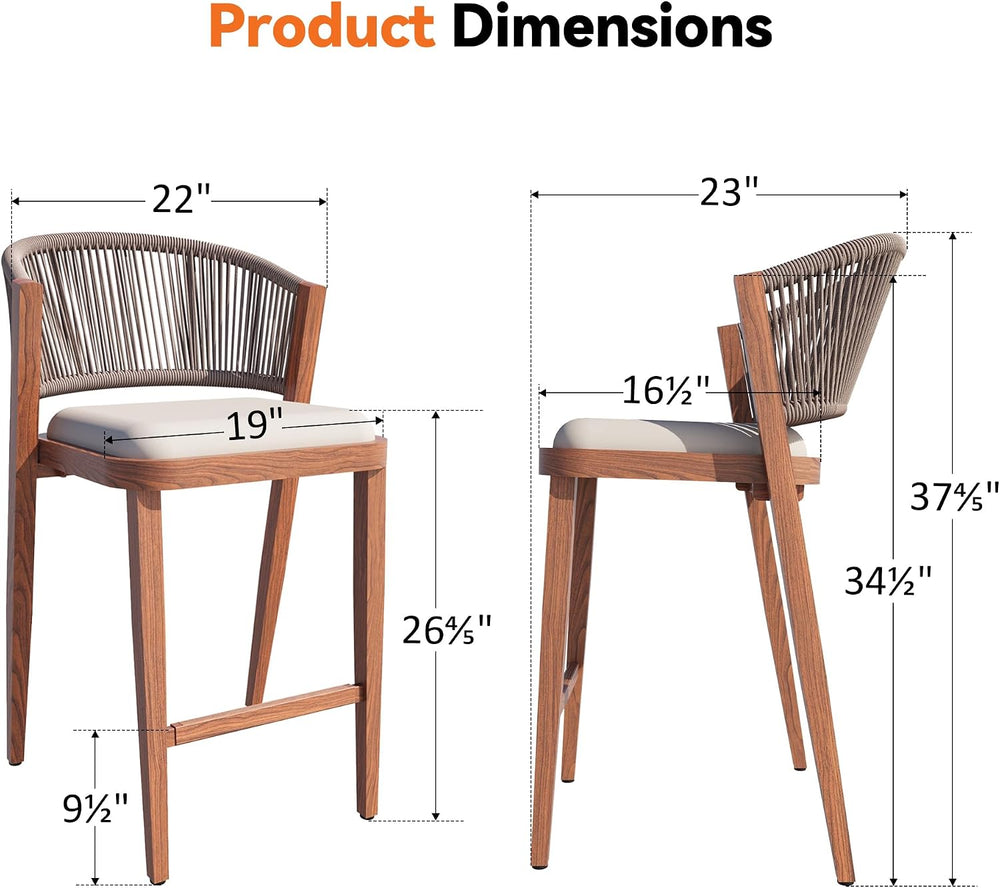 Modern Shade Chatham Outdoor Counter Height Bar Stool Set of 2 with Rope Wove...