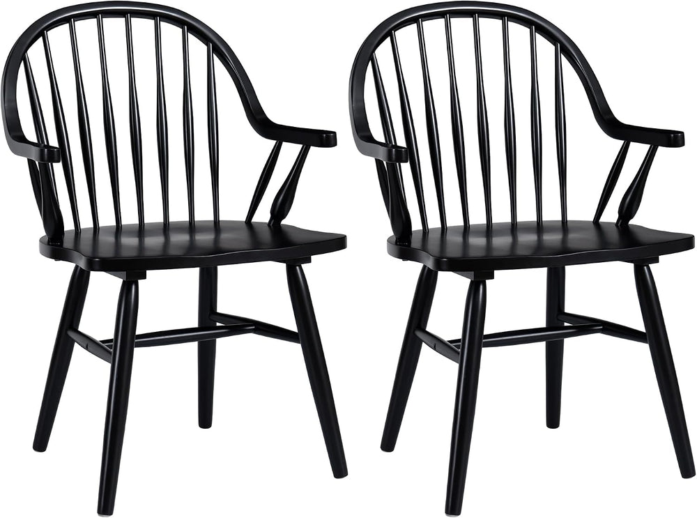 DUHOME Wooden Dining Chairs Set of 4,Spindle Back Dining Chair with Arms