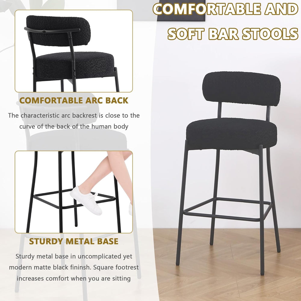 DYHOME Bar Stools Set of 2,Black 28 inch Counter Height Bar Stools with Curve...