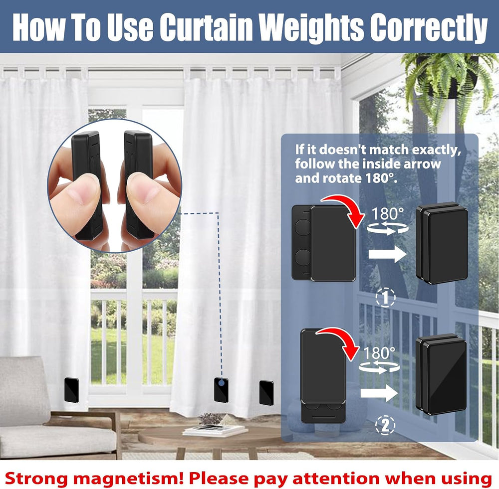 16PCS 52 oz Heavy Duty Outdoor Curtain Weights, Waterproof Magnets, Black