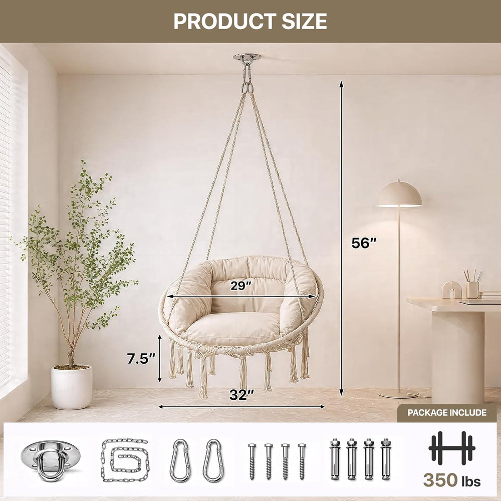 Athena Collection Hammock Chair with Hardware Kit & & Cozy Cushion, W...