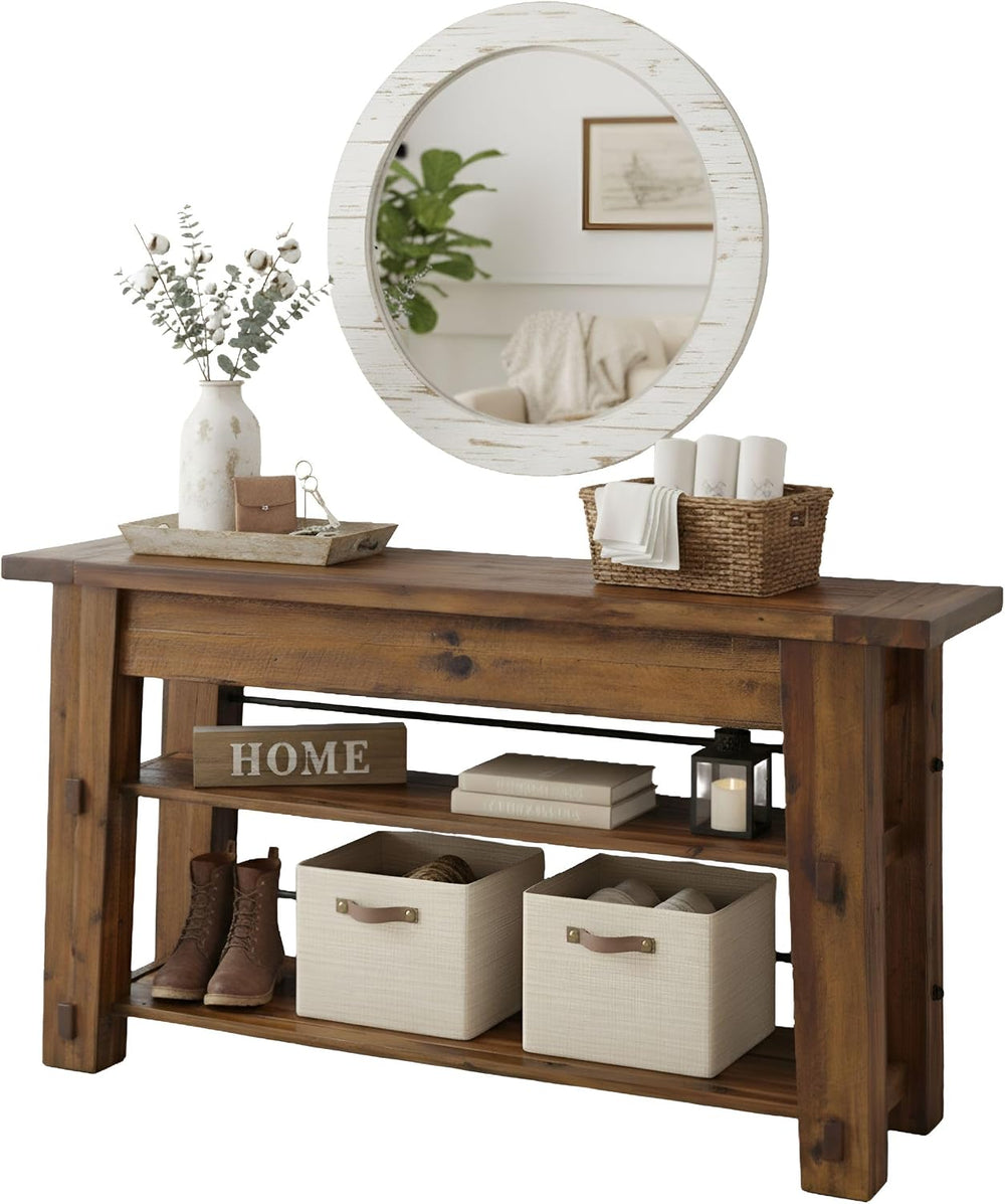 Alaterre Furniture Durango Solid Wood Console Table, Natural, 54”x17”x30”