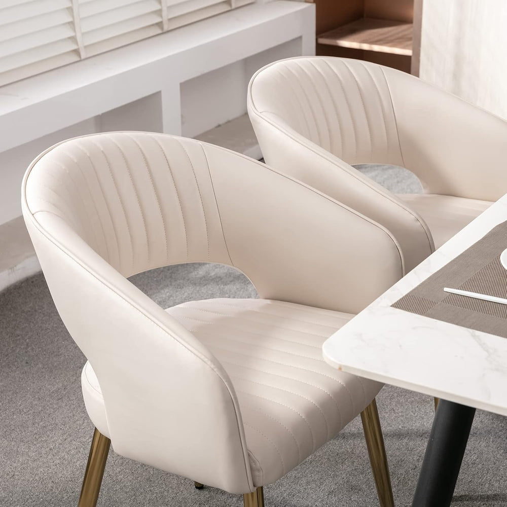 Modern Dining Chairs Set of 8, Upholstered PU Leather Gold Dining Room Chairs...
