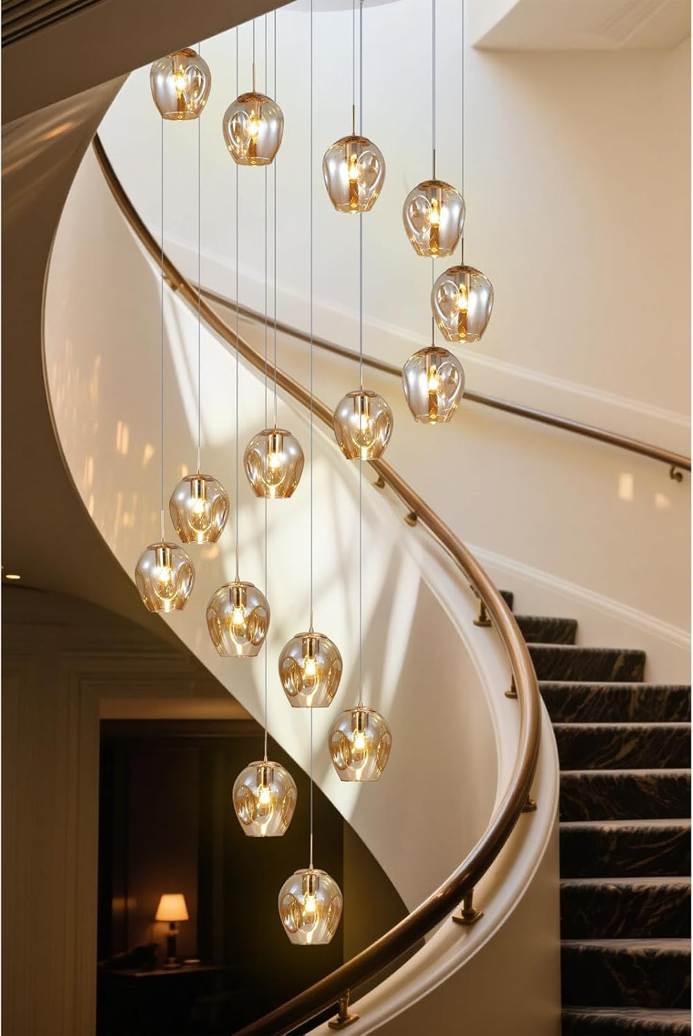 Long Chandeliers for High Ceilings,Modern Crystal Balls Pendant Light,Globe R...
