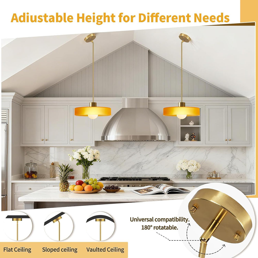 Pendant Lights Kitchen Island: Mid-Century Modern Hanging Light Fixture - Gla...