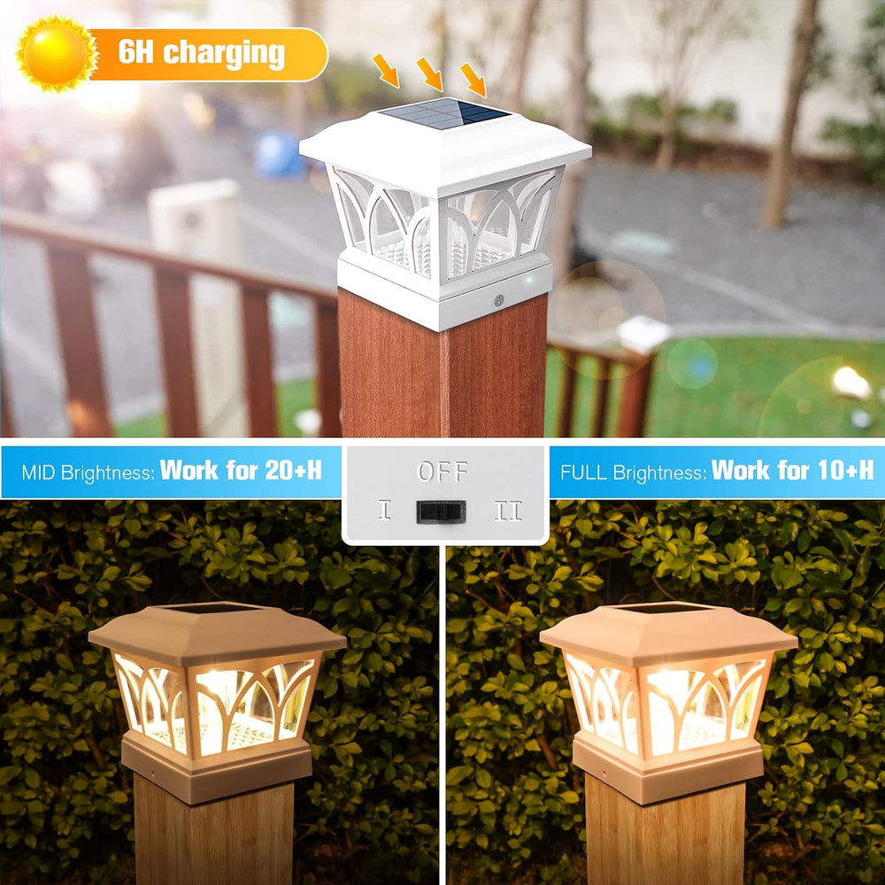 VOLISUN Solar Fence Post Cap Lights, Edison LED 2 Modes 8Pack,Slate White