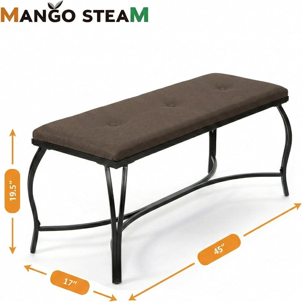 Mango Steam Vienna Mocha Brown - Entryway Bench - Powder Coated, Upholstered,...