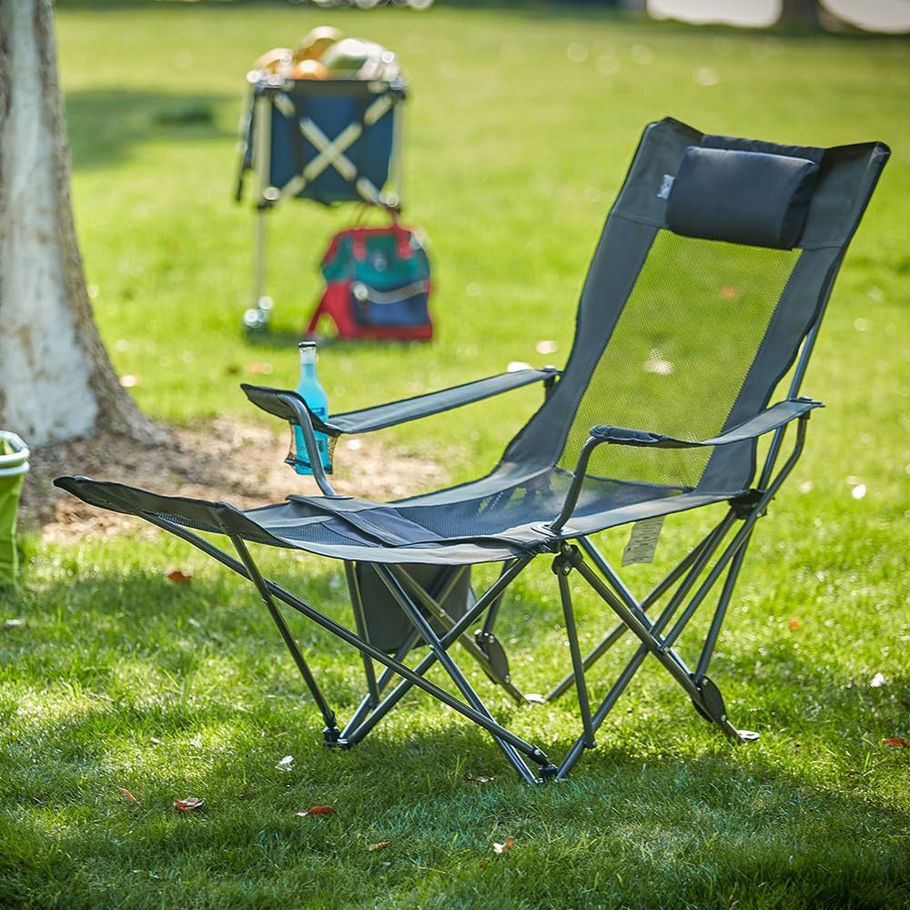OUTDOOR LIVING SUNTIME Camping Folding Portable Mesh Chair with Removabel Foo...