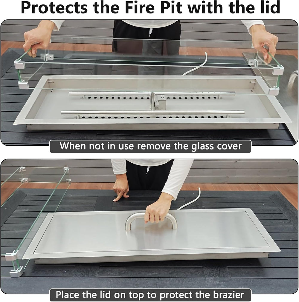 GRISUN Upgraded 36 x 12 Inch Rectangular Drop-in Fire Pit Burner Kit