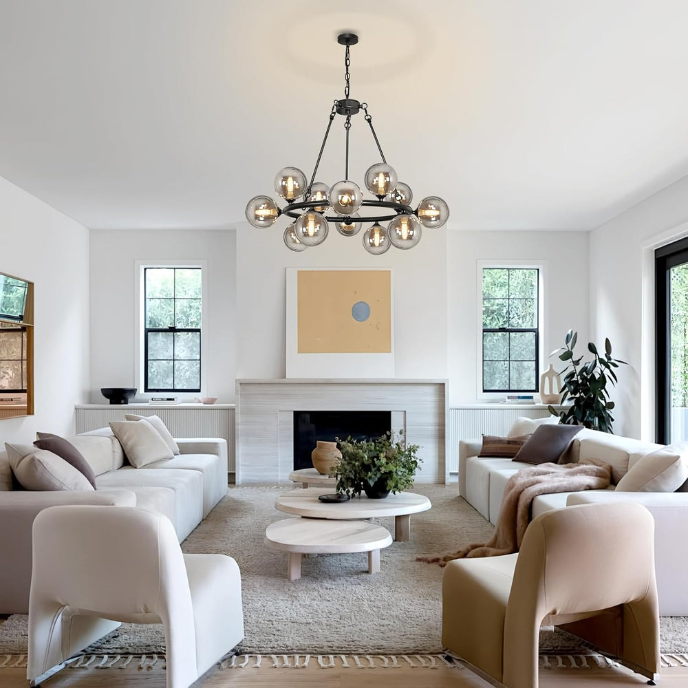 Wagon Wheel Chandelier Modern Sputnik Globe Dining Room Light Fixture 32'...