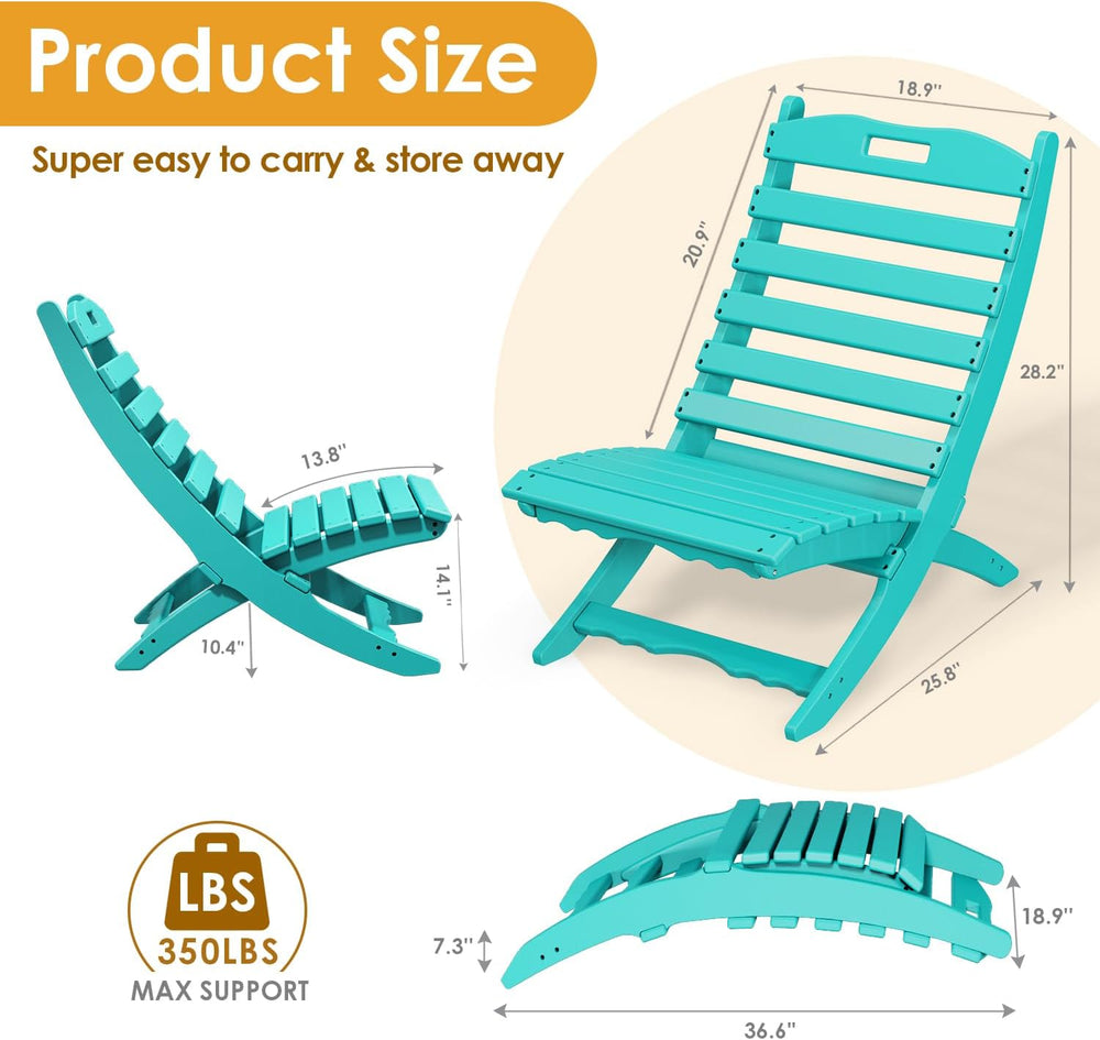 IVY&LANE Portable Xavier-Chairs Set of 2 | Folding-Adirondack-Chair | Wav...